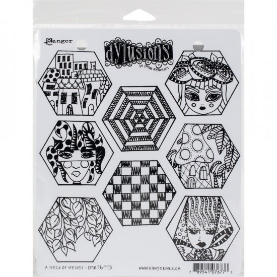 Dyan Reaveley's Dylusions Stamps   «A Heck Of Hexes»  8 pièces